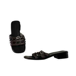 Y2K 2000s Brown Slip On Woven Sandal Sz 7 Boho Forest Fairy Grunge